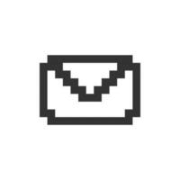 Unread message pixelated ui icon. Text messaging service. Email notification. Editable 8bit graphic element. Outline isolated vector user interface image for web, mobile app. Retro style