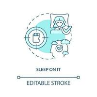 Sleep with new information concept turquoise icon. Improve memorization tip abstract idea thin line illustration. Isolated outline drawing. Editable stroke vector