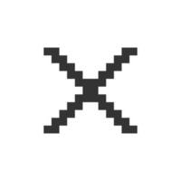 Cross mark pixelated ui icon. Delete action. Cancel button. Close window. Multiplication. Editable 8bit graphic element. Outline isolated vector user interface image for web, mobile app. Retro style
