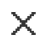 Cross mark pixelated ui icon. Delete action. Cancel button. Close window. Multiplication. Editable 8bit graphic element. Outline isolated vector user interface image for web, mobile app. Retro style