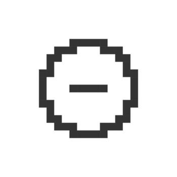 eliminar botón pixelado ui icono. disminución volumen. plegable contenido. barra de herramientas control. editable 8 bits gráfico elemento. contorno aislado vector usuario interfaz imagen para web, móvil aplicación retro estilo