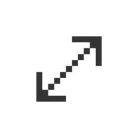 Enlarge pixelated ui icon. Scaling player window. Gesture on touch screen area. Editable 8bit graphic element. Outline isolated vector user interface image for web, mobile app. Retro style