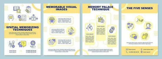 espacial memorizando tecnicas naranja folleto modelo. visual. folleto diseño con lineal iconos editable 4 4 vector diseños para presentación, anual informes