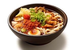 udon japanese white isolated background Food Photography AI Generated photo