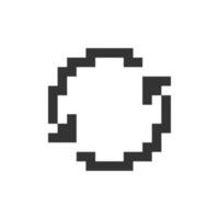 Synchronization pixelated ui icon. Rotating arrows. Sync process. Docking with device. Editable 8bit graphic element. Outline isolated vector user interface image for web, mobile app. Retro style