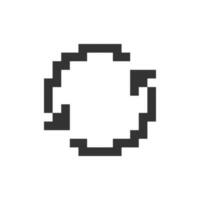 Synchronization pixelated ui icon. Rotating arrows. Sync process. Docking with device. Editable 8bit graphic element. Outline isolated vector user interface image for web, mobile app. Retro style