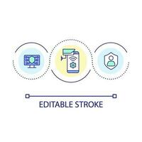 Personal data security loop concept icon. Safe digital environment. Cyber protection. Online safety abstract idea thin line illustration. Isolated outline drawing. Editable stroke vector