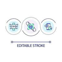 Digital network loop concept icon. Sharing information online. Internet communication. IoT abstract idea thin line illustration. Isolated outline drawing. Editable stroke vector