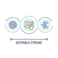 Find business solution loop concept icon. Analytical research. Optimization process. Strategizing abstract idea thin line illustration. Isolated outline drawing. Editable stroke vector