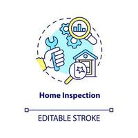 Home inspection concept icon. Buying house. Property condition assessment process abstract idea thin line illustration. Isolated outline drawing. Editable stroke vector