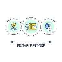 Blockchain technology loop concept icon. Cryptocurrency network. Digital finance. Economic innovation abstract idea thin line illustration. Isolated outline drawing. Editable stroke vector