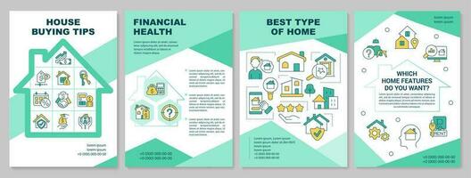 Home buying tips brochure template. Property value factors. Leaflet design with linear icons. Editable 4 vector layouts for presentation, annual reports