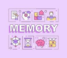 Memory word concepts pink banner. Memorizing process. Learn new things. Infographics with editable icons on color background. Isolated typography. Vector illustration with text