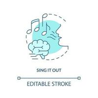 Singing out to memorize concept turquoise icon. Auditory memory technique abstract idea thin line illustration. Isolated outline drawing. Editable stroke vector