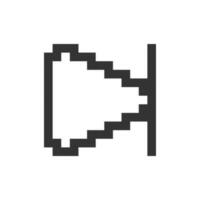 Skip next button pixelated ui icon. Music player bar. Play multimedia file. Progress bar. Editable 8bit graphic element. Outline isolated vector user interface image for web, mobile app. Retro style