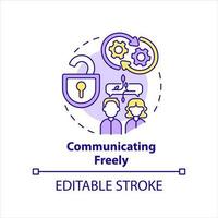 Communicating freely in workplace concept icon. Build open work relations. Teamwork abstract idea thin line illustration. Isolated outline drawing. Editable stroke vector