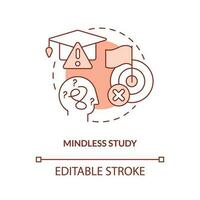 Mindless study concept terracotta icon. Ineffective learning strategy abstract idea thin line illustration. Isolated outline drawing. Editable stroke vector