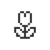 Flower pixelated ui icon. Floral shop. Retail florist. Online marketplace. Houseplant. Editable 8bit graphic element. Outline isolated vector user interface image for web, mobile app. Retro style