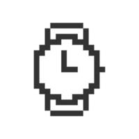 Wristwatch pixelated ui icon. Buying watches. Jewelry store. Purchase timepiece. Editable 8bit graphic element. Outline isolated vector user interface image for web, mobile app. Retro style