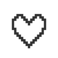 Minimalistic heart pixelated ui icon. Social media button for showing love. Expression. Editable 8bit graphic element. Outline isolated vector user interface image for web, mobile app. Retro style