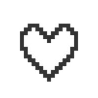 Minimalistic heart pixelated ui icon. Social media button for showing love. Expression. Editable 8bit graphic element. Outline isolated vector user interface image for web, mobile app. Retro style