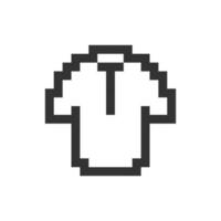 T shirt pixelated ui icon. Men clothing store. Online marketplace. Buying cheap clothes. Editable 8bit graphic element. Outline isolated vector user interface image for web, mobile app. Retro style