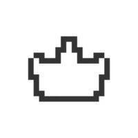 Crown pixelated ui icon. Trusted seller. Trending product. Highest sold item. Top store. Editable 8bit graphic element. Outline isolated vector user interface image for web, mobile app. Retro style