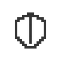 Knight shield pixelated ui icon. Medieval equipment. Protection and security. Editable 8bit graphic element. Outline isolated vector user interface image for web, mobile app. Retro style