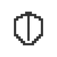 Knight shield pixelated ui icon. Medieval equipment. Protection and security. Editable 8bit graphic element. Outline isolated vector user interface image for web, mobile app. Retro style