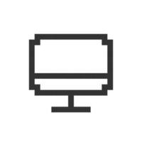 TV display pixelated ui icon. Television. Electronics store. Online marketplace. Editable 8bit graphic element. Outline isolated vector user interface image for web, mobile app. Retro style