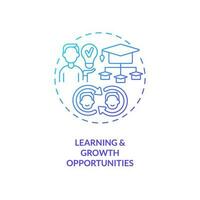 Learning and growth opportunities blue gradient concept icon. Professional development. Knowledge share. Collaboration community abstract idea thin line illustration. Isolated outline drawing vector