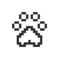 Pet paw pixelated ui icon. Goods for domestic animals. Pet store supplies. Veterinarian. Editable 8bit graphic element. Outline isolated vector user interface image for web, mobile app. Retro style