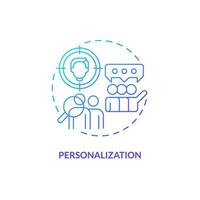 Personalization blue gradient concept icon. Individual approach. Sense of belonging. Community spirit. Social interaction abstract idea thin line illustration. Isolated outline drawing vector