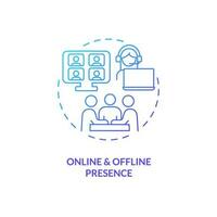 Online and offline presence blue gradient concept icon. Social media. Small community. Internet chat. Blog forum. Interest group abstract idea thin line illustration. Isolated outline drawing vector