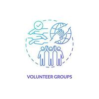 Volunteer groups blue gradient concept icon. Community help. Non profit. Get involved. Charity work. Common goal. Micro community abstract idea thin line illustration. Isolated outline drawing vector