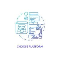 Choose platform blue gradient concept icon. Potential customer. Social media. E commerce. Business solution. Community growth abstract idea thin line illustration. Isolated outline drawing vector