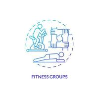 Fitness groups blue gradient concept icon. Sport activity. Physical exercise. Training together. Small group. Community support abstract idea thin line illustration. Isolated outline drawing vector