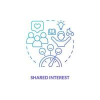 Shared interests blue gradient concept icon. Common ground. Small community. People connection. Interpersonal relationship abstract idea thin line illustration. Isolated outline drawing vector