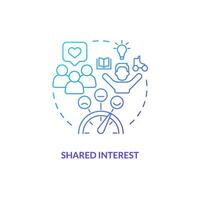 Shared interests blue gradient concept icon. Common ground. Small community. People connection. Interpersonal relationship abstract idea thin line illustration. Isolated outline drawing vector