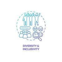 Diversity and inclusivity blue gradient concept icon. Organizational culture. Social equality. Support network. Safe space abstract idea thin line illustration. Isolated outline drawing vector