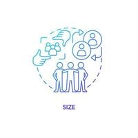 Size blue gradient concept icon. Micro community. Individual approach. Social network. People connection. Sense of community. Small group abstract idea thin line illustration. Isolated outline drawing vector