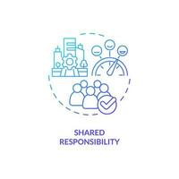 Shared responsibility blue gradient concept icon. Living community. Apartment building. Personal accountability. Social engagement abstract idea thin line illustration. Isolated outline drawing vector