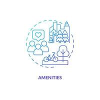 Amenities blue gradient concept icon. Real estate. Housing cooperative. Quality of life. Residential community. Social interaction abstract idea thin line illustration. Isolated outline drawing vector