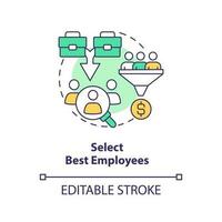 Select best employees concept icon. Bring company teams together abstract idea thin line illustration. Talent retention. Isolated outline drawing. Editable stroke vector