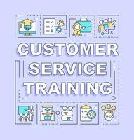 Customer service training word concepts purple banner. Employee skill. Infographics with editable icons on color background. Isolated typography. Vector illustration with text