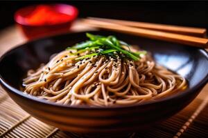 soba japonés fotografía comida fotografía ai generado foto