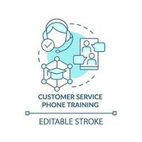 Customer service phone training turquoise concept icon. Call center operator work abstract idea thin line illustration. Isolated outline drawing. Editable stroke vector