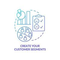 Create your customer segments blue gradient concept icon. Conduct research. Get started with segmentation abstract idea thin line illustration. Isolated outline drawing vector