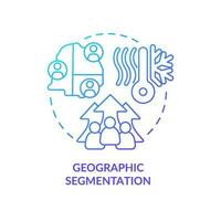 Geographic segmentation blue gradient concept icons set. Region, country. Market segmentation type abstract idea thin line illustration. Isolated outline drawing vector