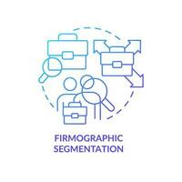 Firmographic segmentation blue gradient concept icons set. Size of firm. Market segmentation type abstract idea thin line illustration. Isolated outline drawing vector